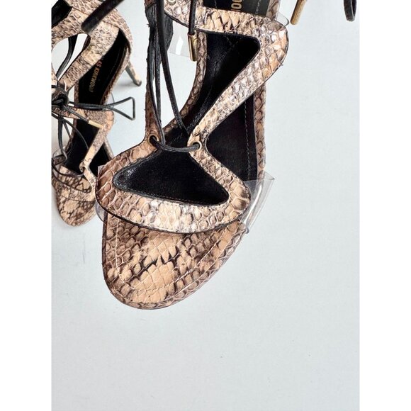 NICHOLAS KIRKWOOD Serafin Snake Leather Lace Up Strappy Cage Sandals, Size 36.5 - Picture 7 of 14